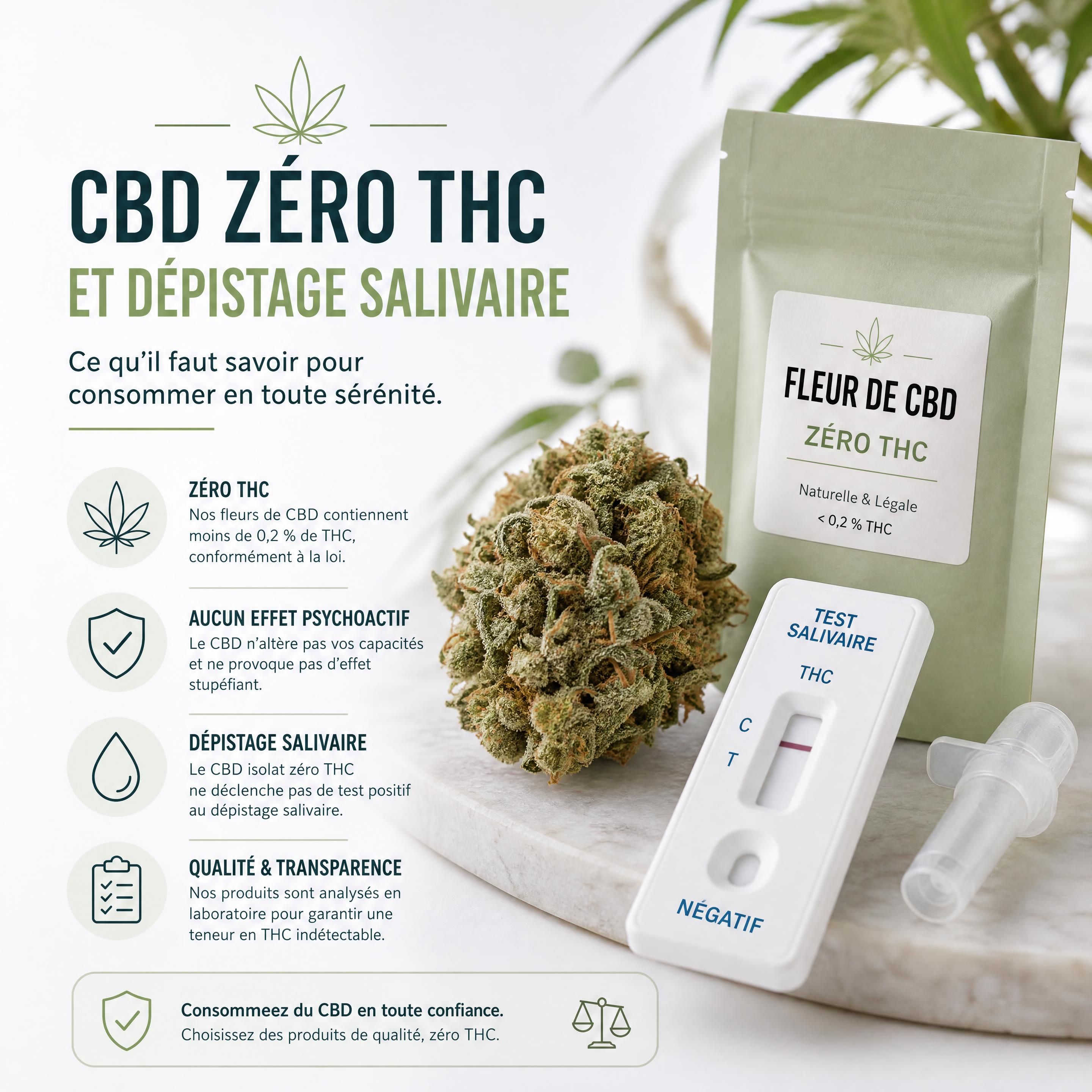 Fleur CBD zéro THC - dépistage salivaire et sanguin
