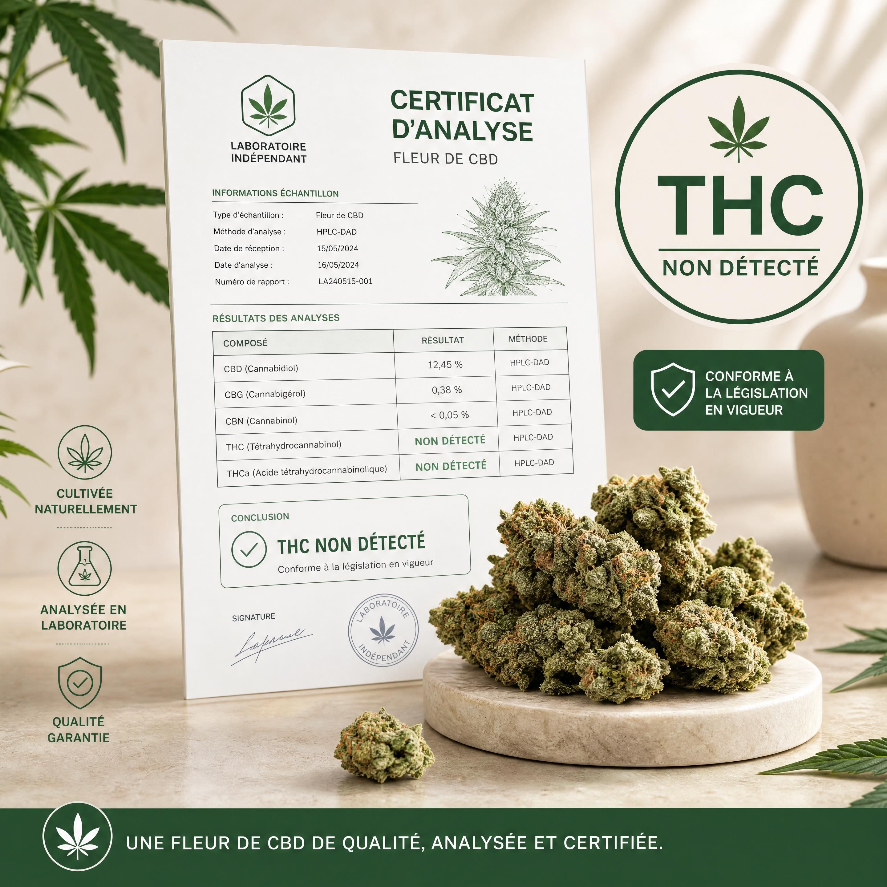 Fleur CBD zéro THC et dépistage salivaire