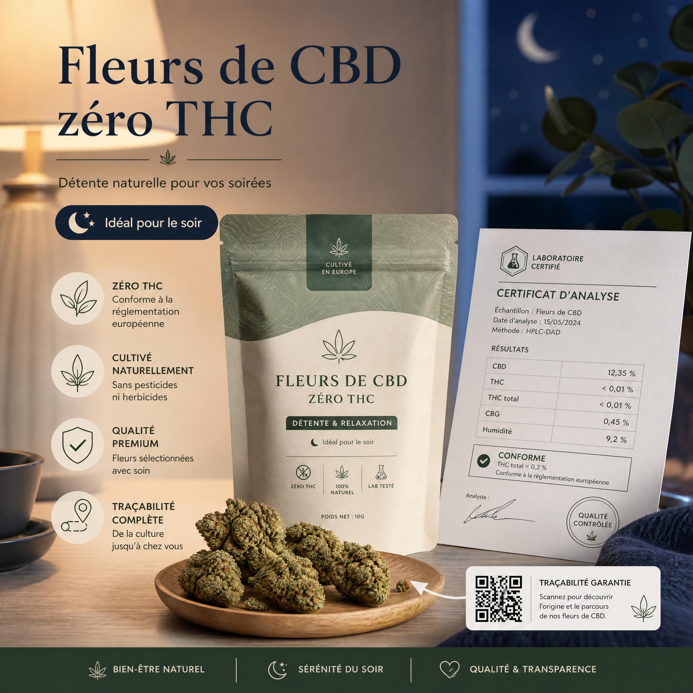 Fleur de CBD zéro THC pour dormir